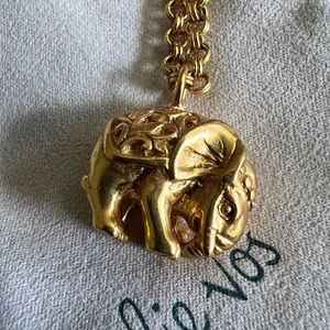 Julie Vos 24K gold plated Lucky elephant long necklace